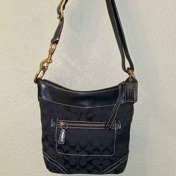Coach Handbags - Coach Signature 10402 Jacquard/Leather Shldr Bag